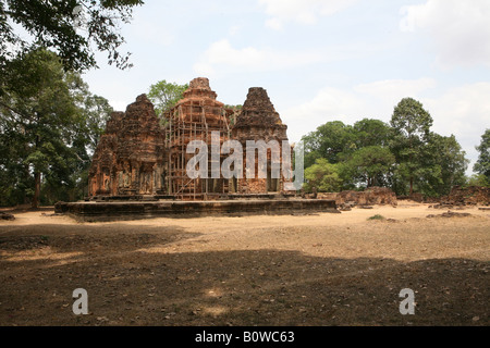 Preah Ko A Khmer Tempel Teil 9thC Roluos Gruppe in der Nähe von Angkor Wat. Stockfoto