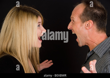 Vater und Tochter argumentieren Stockfoto