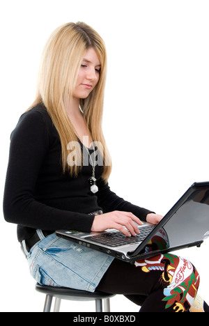 Mädchen mit Laptop Stockfoto