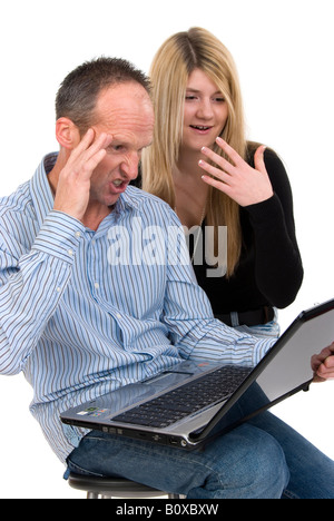 Mann und Frau mit laptop Stockfoto
