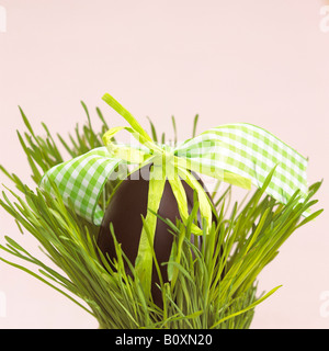 Osternest mit Schokoladen-Ei Stockfoto