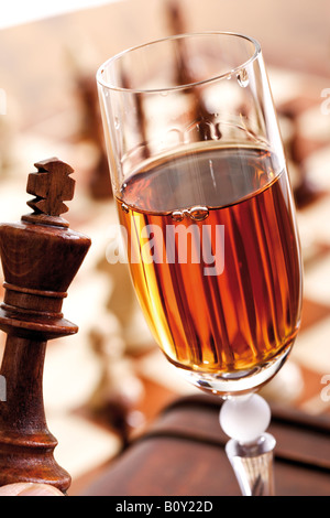 Ein Glas Sherry Nahaufnahme Stockfoto