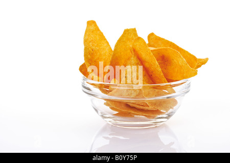 Nachos in Schüssel Stockfoto