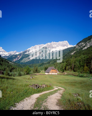 Zapoden in der Nähe von Trenta im Soca-Tal, Gorenjska, Slowenien. Stockfoto