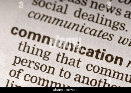 Stock Foto von der Wort-Kommunikation, wie es im Wörterbuch angezeigt wird. Stockfoto