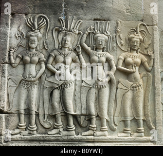 Wanddetail aus Kambodscha Angkor Wat Stockfoto
