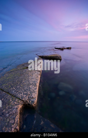 Sonnenuntergang, Kimmeridge Bay, Dorset, Großbritannien Stockfoto