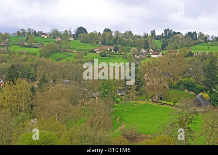 Blick über Ségur Le Chateau in der Corrèze Region Frankreichs Stockfoto