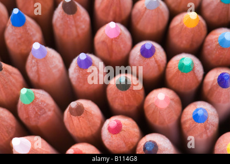 Draufsicht der Gruppe Buntstifte Stockfoto