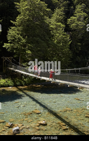 Drehbrücke über Caples Fluss Caples und Greenstone Täler in der Nähe von Lake Wakatipu Südinsel Neuseeland Stockfoto