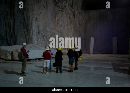 Carrara, Marmorsteinbruch, Cave di Marmi, Unterirdischer Steinbruch Stockfoto