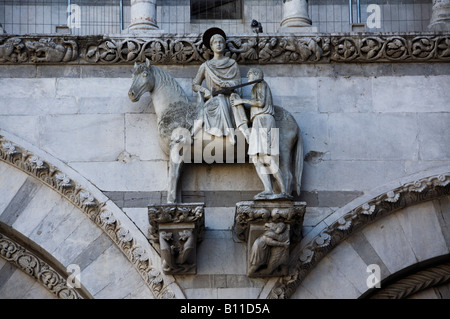 Lucca, Dom, Westfassade, Heiliger Martin Stockfoto