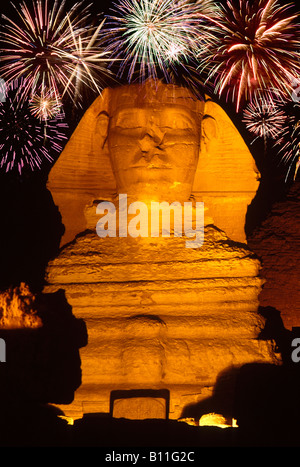 SON ET LUMIERE GROßE PYRAMIDE SPHINX RUINEN GIZEH KAIRO ÄGYPTEN Stockfoto