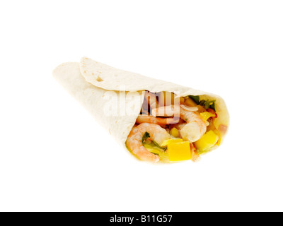 Würzige Garnelen Burrito Stockfoto