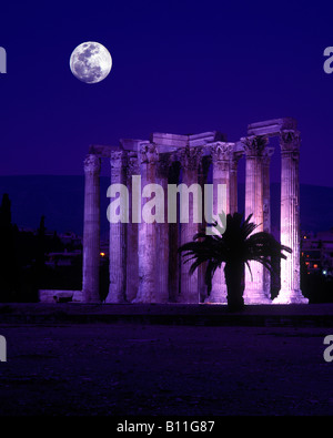 KORINTHISCHEN STIL STEIN SÄULEN TEMPEL DES ZEUS OLYMPIOS RUINEN ATHEN GRIECHENLAND Stockfoto