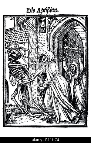 Die Äbtissin, Hans Holbein der jüngere, Danse Macabre, 1538, Deutschland Stockfoto