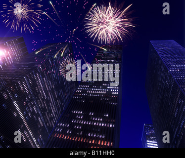 HOHEN BÜROGEBÄUDEN SIXTH AVENUE IN MANHATTAN NEW YORK CITY USA Stockfoto