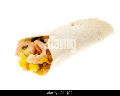 Würzige Garnelen Burrito Stockfoto