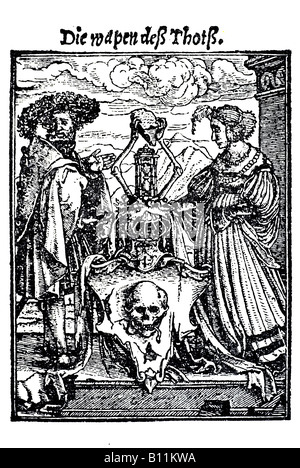 Das Emblem des Todes, Hans Holbein der jüngere, Danse Macabre, 1538, Deutschland Stockfoto