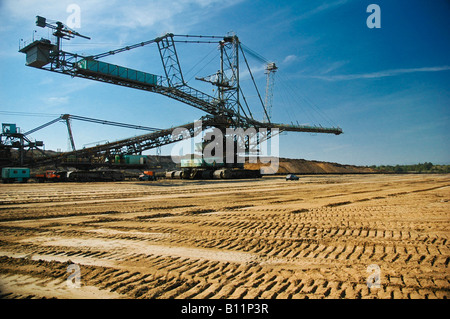 Tagebau Braunkohle Braunkohle in Ostdeutschland in der Nähe von Leipzig Mine bewährten mitteldeutschen Braunkohlen-AG Stockfoto