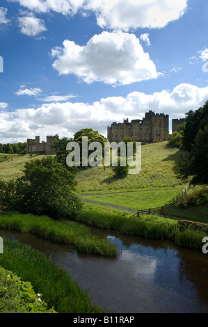 NortAlnwick Burg und Fluss Aln Northumberland England UK Stockfoto