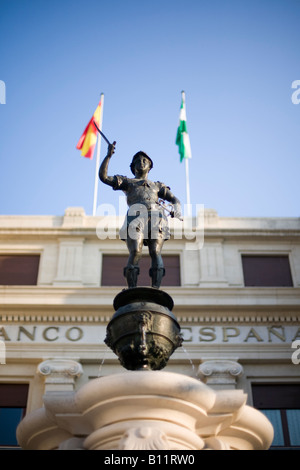 Statue von Quecksilber vor dem Gebäude der Banco de España, Sevilla, Spanien Stockfoto