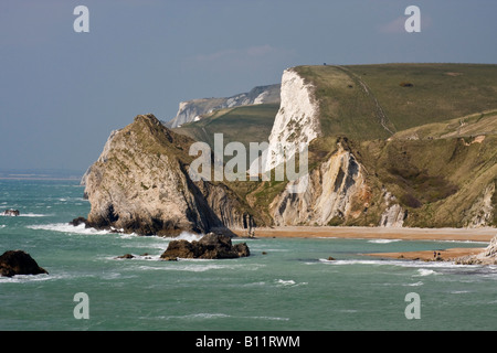 St. Oswald Bucht Klippen und 'Durdle Door' auf der Jurassic Coast, Dorset, Großbritannien Stockfoto