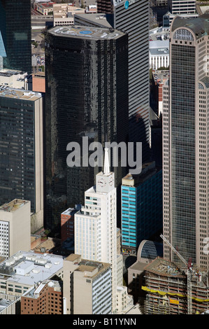 Luftaufnahmen über der Innenstadt von Dallas Texas Stockfoto