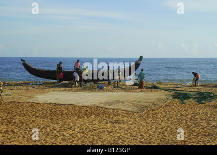 Fischer Netz nach der Fischerei Shangumugam Strand Trivandrum Kerala Reinigung Stockfoto