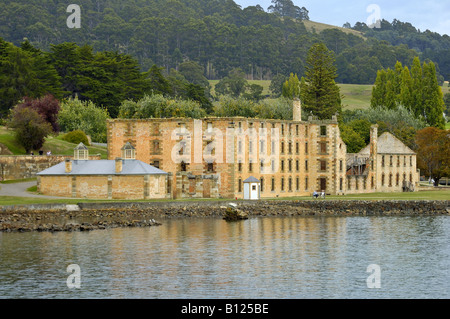 Port Arthur Gefängnis, aus dem Wasser. Stockfoto