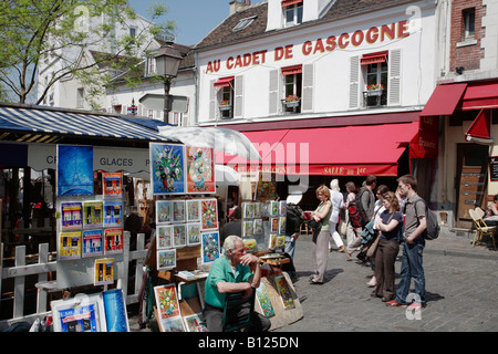 Frankreich Paris Montmartre Place du Tertre Straßenmaler Stockfoto