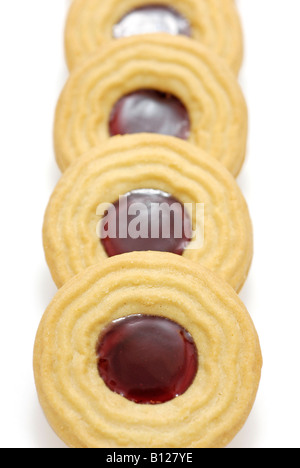 Jam und Rahm Kekse / Jammie Dodgers Stockfoto