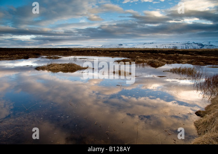 Sonnenuntergang über Skjalfandafloi Bay, Husavik, Island Stockfoto