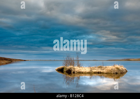 Sonnenuntergang über Skjalfandafloi Bay, Husavik, Island Stockfoto