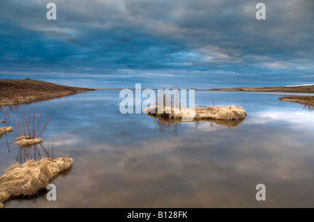 Sonnenuntergang über Skjalfandafloi Bay, Husavik, Island Stockfoto