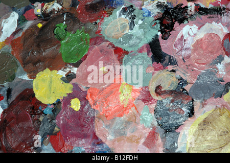 Malen Sie auf Palette des Künstlers Stockfoto