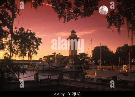 LEUCHTTURM-HAFENSTADT HILTON HEAD ISLAND SOUTH CAROLINA USA Stockfoto