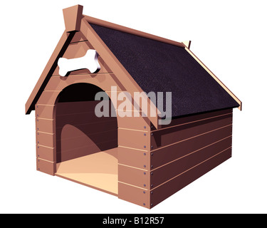 Isolierte 3D-Illustration eines großen hölzernen Hundehütte oder Zwinger Stockfoto