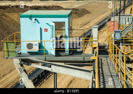 60m hohen Seilbagger in einer Braunkohle-Oberfläche mine in der Nähe von bewährten Ost-Deutschland Stockfoto