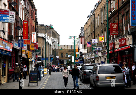 Indische Restaurants in Brick Lane London Stockfoto