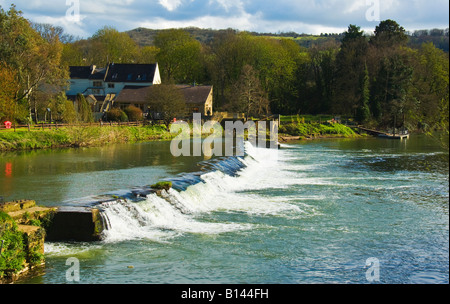 Wehr am Fluss Avon im Bathampton Mill in der Nähe von Bad Somerset England UK EU Stockfoto