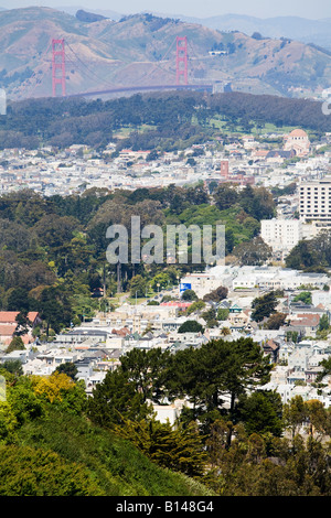 Golden Gate Bridge gesehen vom Coit Tower auf dem Telegraph Hill Stockfoto