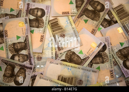 Foto von 1000 Naira Rechnungen (nigerianische Währung) Stockfoto