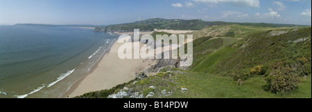 Threecliff Bay Gower entnommen Pennard Burrows mit Oxwich in der Ferne. Stockfoto