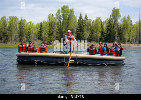 Rafting auf dem Snake River im Grand Teton National Park Stockfoto