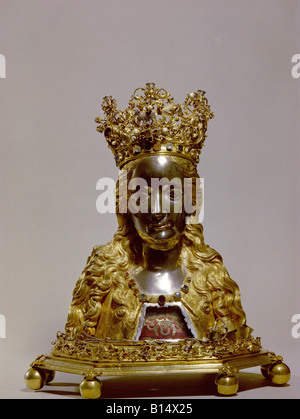 Bildende Kunst, Schauer, Valentin und Master Christoph, Skulptur, Porträt, Agnes von Rom, 258/259 - ca. 304, Saint, 1496, Diözesanmuseum, Brixen, Italien,, Artist's Urheberrecht nicht gelöscht werden Stockfoto