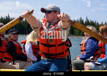 Rafting auf dem Snake River im Grand Teton National Park Stockfoto