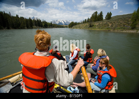 Rafting auf dem Snake River im Grand Teton National Park Stockfoto