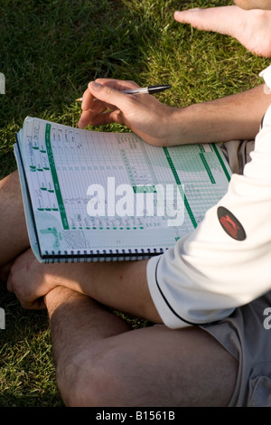 Ein Cricketer punktet das Spiel Stockfoto