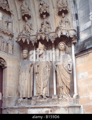 Reims, Kathedrale, Dom, Nordfassade, Fassade Nord, Tor d Axt, Groupe de Skulpturen Nordfassade Stockfoto